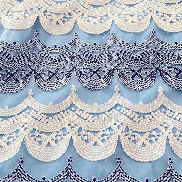 Zink London scalloped lace pattern blue blouse size S - Picture 6 of 7